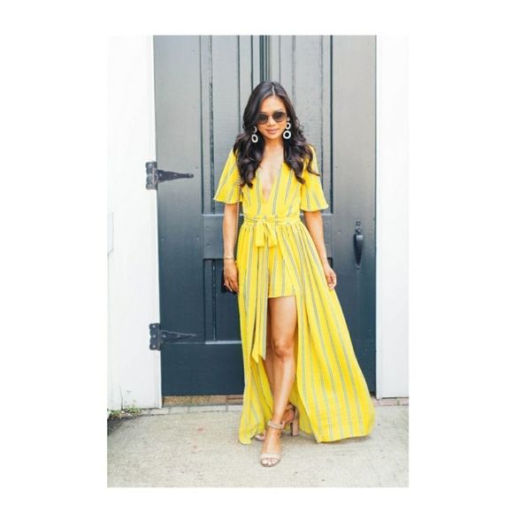 Socialite Pants - Nordstrom Socialite Plus Size Yellow Stripe Wrap Short Jumpsuit